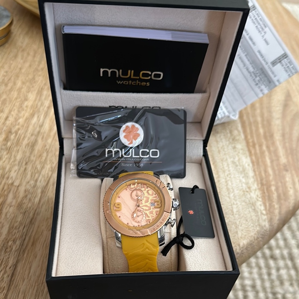 Mulco Yellow Watch with Gold Accents